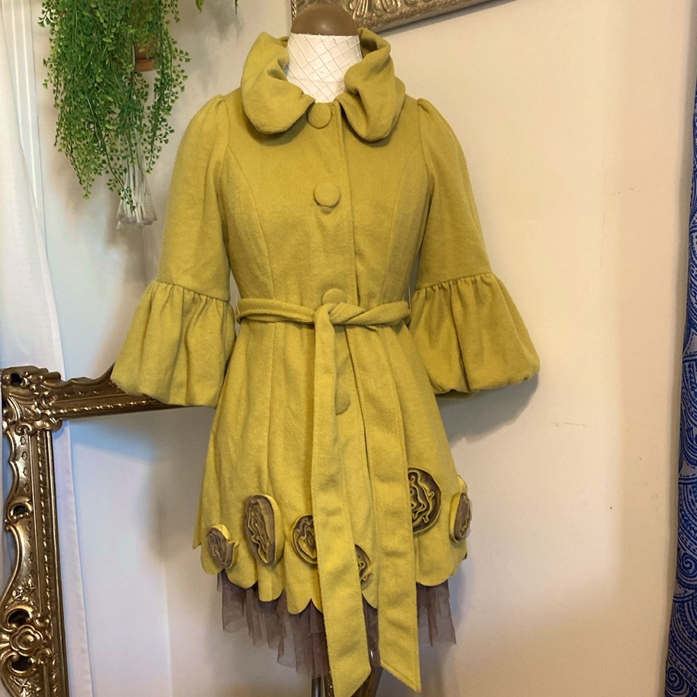 RYU Mustard Yellow Swing Coat Belted Women’s Size Small